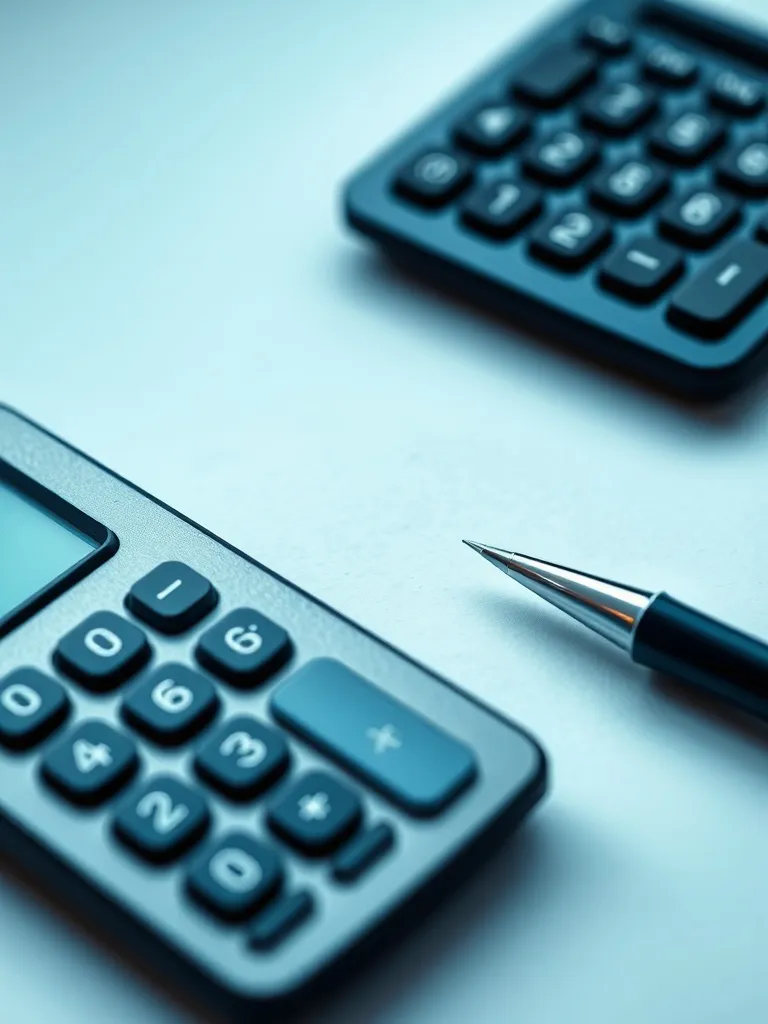A close up of a professional financial calculator and a pen